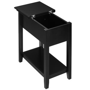 HomCom Black Composite Rectangular Flip-Top End Table