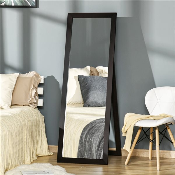 Miroir plain-pied HomCom rectangulaire de 59 po x 20,75 po avec cadre brun