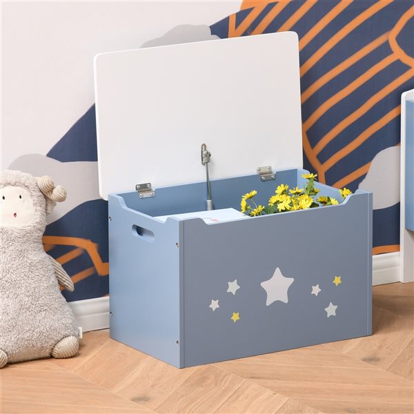 Qaba Blue Rectangular Toy Box