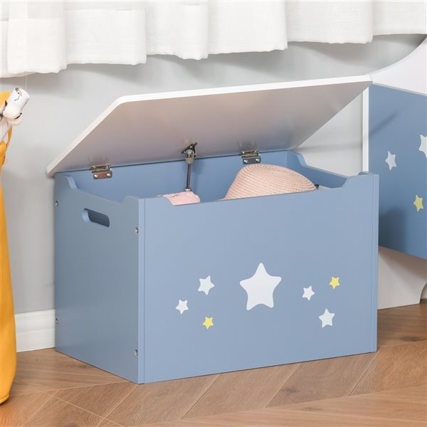 Qaba Blue Rectangular Toy Box