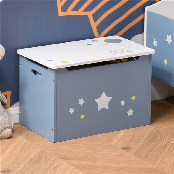 Qaba Blue Rectangular Toy Box