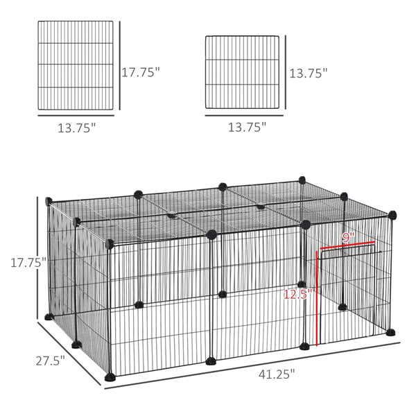 PawHut 13.75-in x 13.75-in Black Wire Indoor/Outdoor Playpen