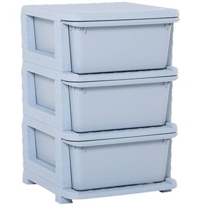Qaba Blue Rectangular 3-Drawer Plastic Dresser