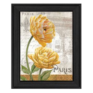 TrendyDecor4U Black Wood Framed 19-in H x 15-in W Floral Wood Print "Golden Flowers" by Ed Wargo