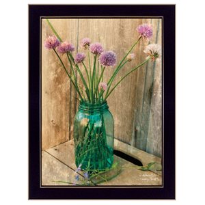 TrendyDecor4U Black Wood Framed 18-in H x 14-in W Floral Wood Print "Country Chives" by Anthony Smith