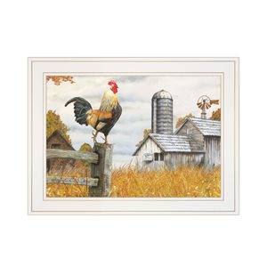 TrendyDecor4U White Wood Framed 15-in H x 19-in W Landscapes Wood Print "Down on the Farm II" by Ed Wargo