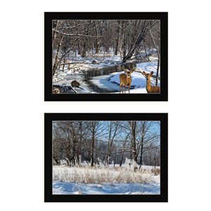 TrendyDecor4U Black Wood Framed 31-in H x 21-in W Landscapes Wood Print "Great Outdoors-Nature/Winter Forest" - 2-Piece