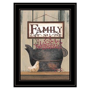TrendyDecor4U Black Wood Framed 19-in H x 15-in W Garden Wood Print "FAMILY NO.1" by Linda Spivery