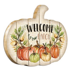 TrendyDecor4U Frameless 15-in H x 17.25-in W Garden Wood Print "Welcome Pumpkin" by Cindy Jacobs