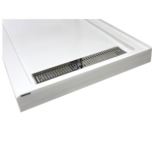 Turin HorizonAcrylic Shower Base 36-in X 72-in with Right Nickel Drain