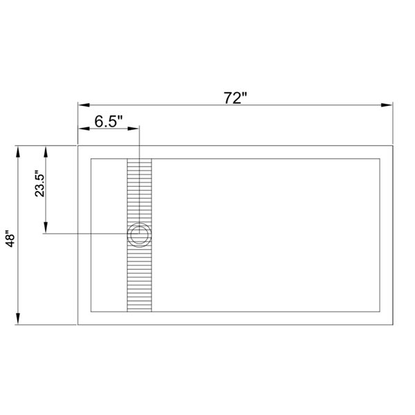 Turin Horizon 36-in x 72-in White Acrylic Shower Base with Left Black Drain