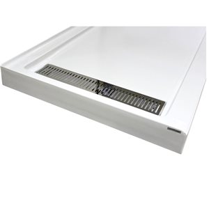 Turin Vertiges Acrylic Shower Base 36-in X 72-in with Left Nickel Drain