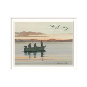 Trendy Decor 4 U Fishing 14-in H x 18-in W Coastal Wood Print with White Frame