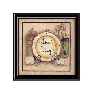 Trendy Decor 4 U Live Today 14-in H x 14-in W Country Wood Print with Black Frame