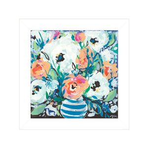 Trendy Decor 4 U Fancy Florals 1 15-in H x 15-in W Floral Wood Print with White Frame