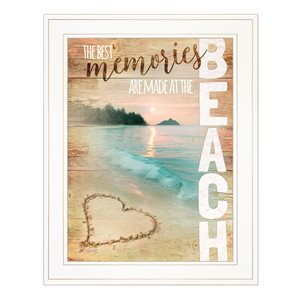 Trendy Decor 4 U Beach Memories 19-in H x 15-in W Inspirational Wood Print with White Frame