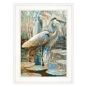 Trendy Decor 4 U Marsh Herons I 19-in H x 15-in W Animals Wood Print with White Frame