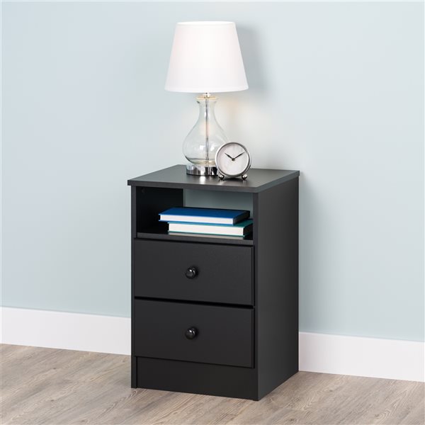 Prepac Astrid 2-Drawer Black Pine Nightstand