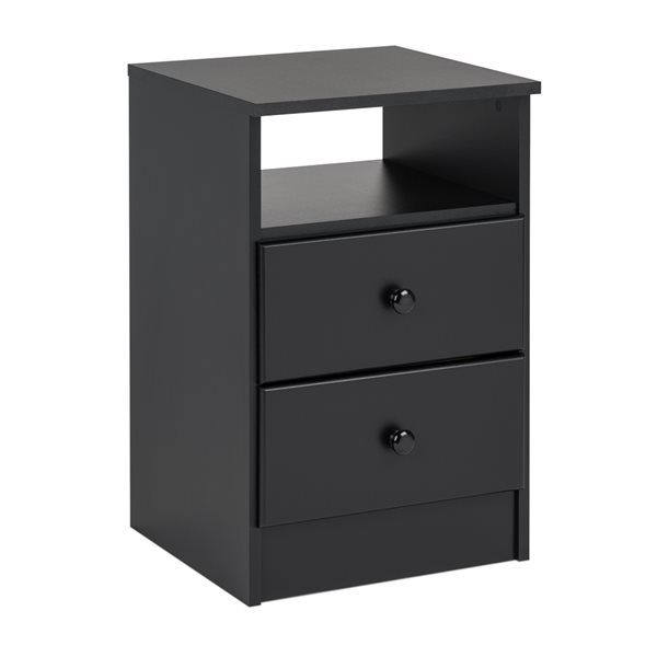 Prepac Astrid 2-Drawer Black Pine Nightstand