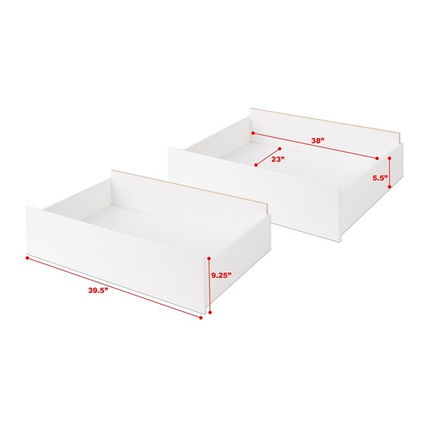 Prepac Select White Wheeled Composite Wood Drawer (2-Pack)