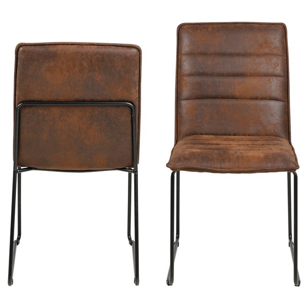 Scancom Kitos Contemporary Faux Leather Upholstered Parsons Chair with Metal Frame - Set of 4