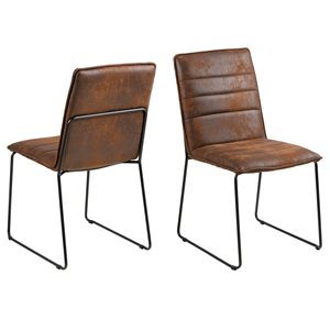 Scancom Kitos Contemporary Faux Leather Upholstered Parsons Chair with Metal Frame - Set of 4