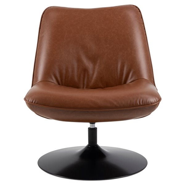 Chaise d'appoint moderne Nanna par Scancom en similicuir brun