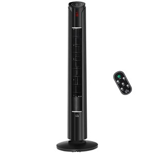 HomCom 12.5-in 3-speed Indoor Black Oscillation Tower Fan