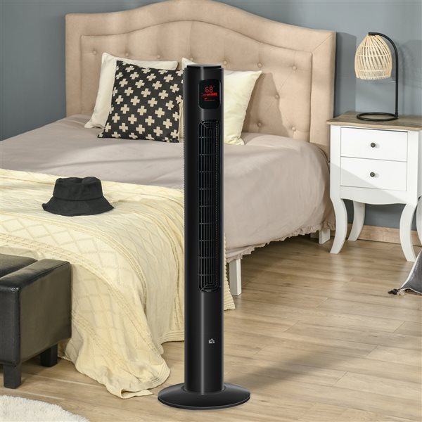 HomCom Indoor 12.5-in 3-speed Black Oscillation Tower Fan