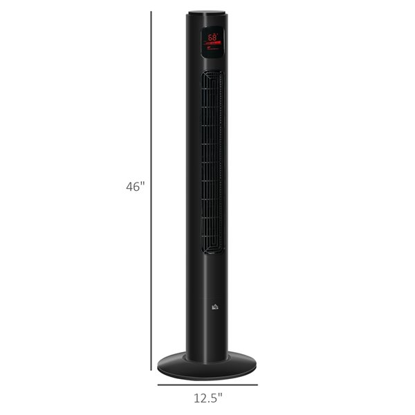 HomCom Indoor 12.5-in 3-speed Black Oscillation Tower Fan