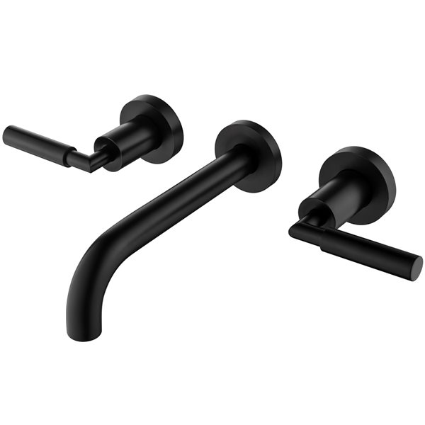 Clihome Matte Black 2-handle Wall-mount Bathroom Sink Faucet