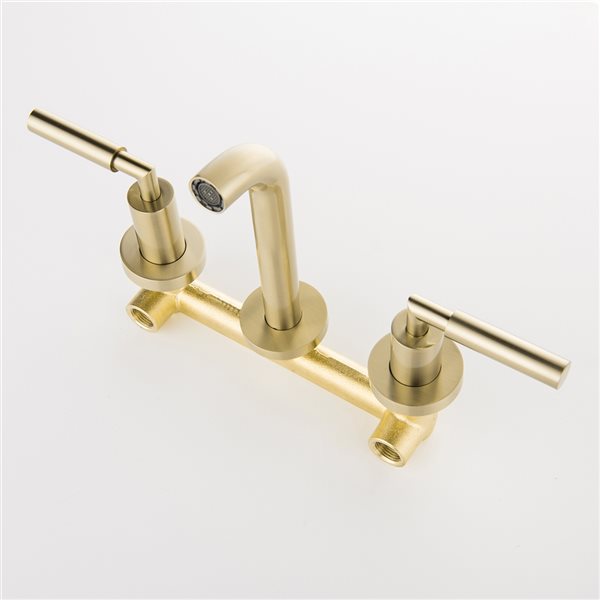 Clihome Polished Gold 2-handle Wall-mount Bathroom Sink Faucet