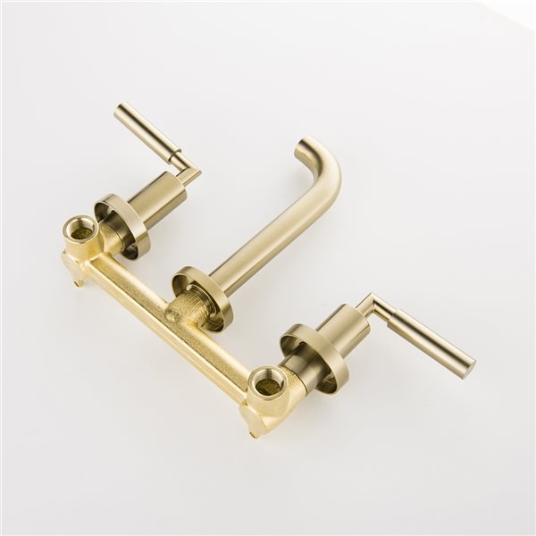 Clihome Polished Gold 2-handle Wall-mount Bathroom Sink Faucet