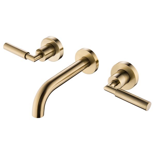 Clihome Polished Gold 2-handle Wall-mount Bathroom Sink Faucet