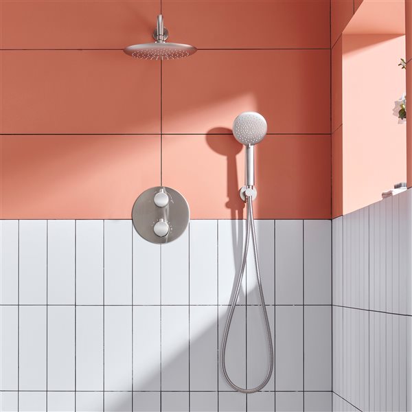 Clihome 5-spray Rain Shower Head and Handheld Shower Combo 2.5 GPM (9.5 LPM) in Brushed Nickel