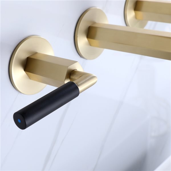 Clihome Matte Black 2-handle Wall-mount Bathroom Sink Faucet Deck Plate Included