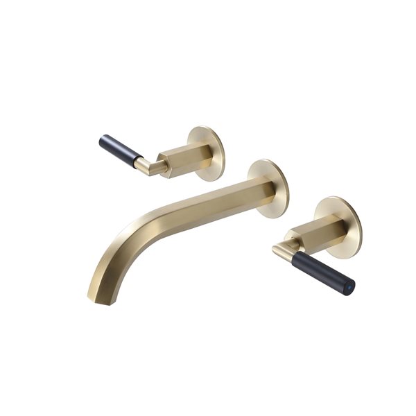 Clihome Matte Black 2-handle Wall-mount Bathroom Sink Faucet Deck Plate Included