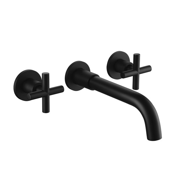 Clihome Matte Black 2-handle Wall-mount Bathroom Sink Faucet