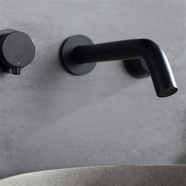 Clihome Matte Black 2-handle Wall-mount Bathroom Sink Faucet