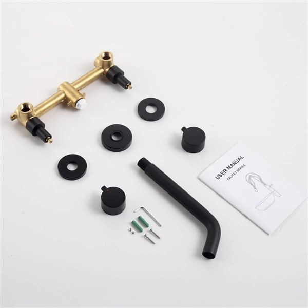 Clihome Matte Black 2-handle Wall-mount Bathroom Sink Faucet