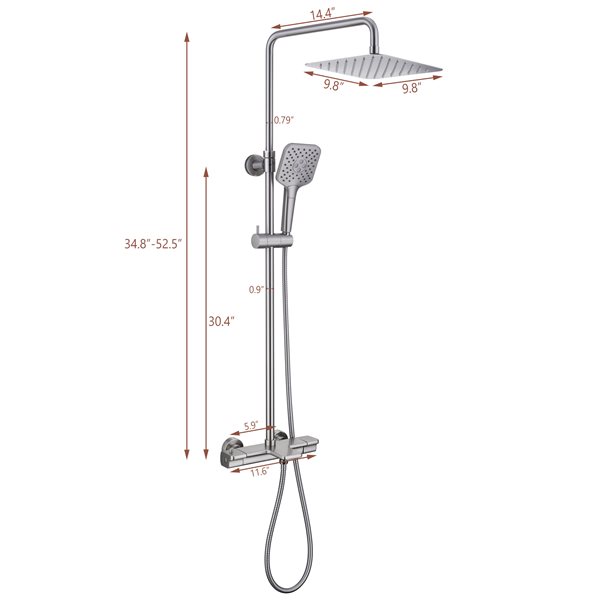 Clihome 3-spray Rain Shower Head and Handheld Shower Combo 2.5 GPM (9.5 LPM) - Brushed Nickel