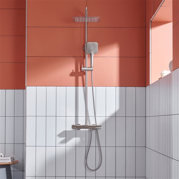 Clihome 3-spray Rain Shower Head and Handheld Shower Combo 2.5 GPM (9.5 LPM) - Brushed Nickel