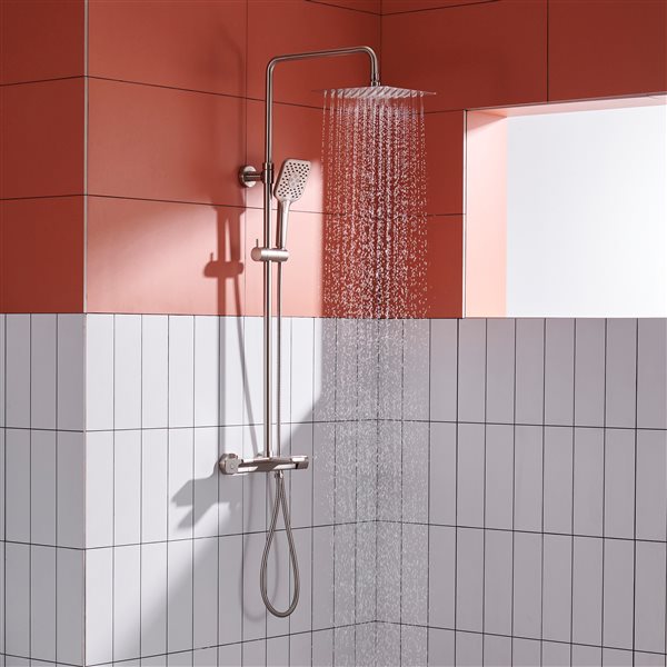 Clihome 3-spray Rain Shower Head and Handheld Shower Combo 2.5 GPM (9.5 LPM) - Brushed Nickel