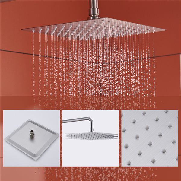 Clihome 3-spray Rain Shower Head and Handheld Shower Combo 2.5 GPM (9.5 LPM) - Brushed Nickel
