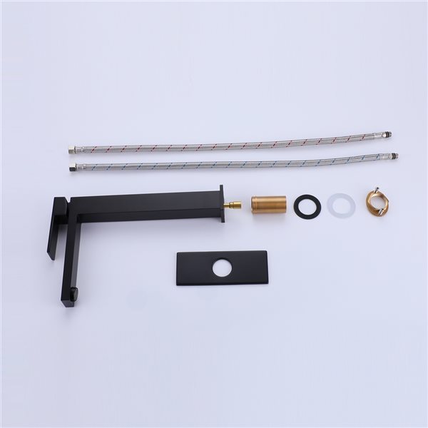 Clihome Matte Black 1-handle Single Hole Bathroom Sink Faucet and Deck Plate