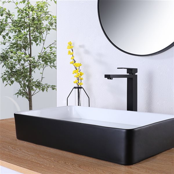 Clihome Matte Black 1-handle Single Hole Bathroom Sink Faucet and Deck Plate