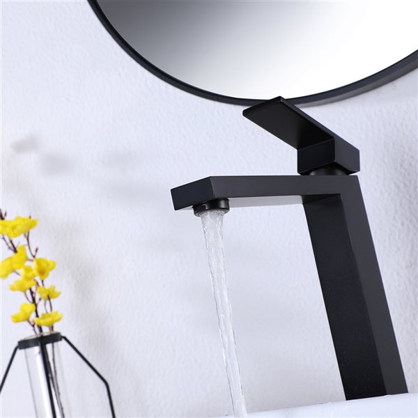 Clihome Matte Black 1-handle Single Hole Bathroom Sink Faucet and Deck Plate