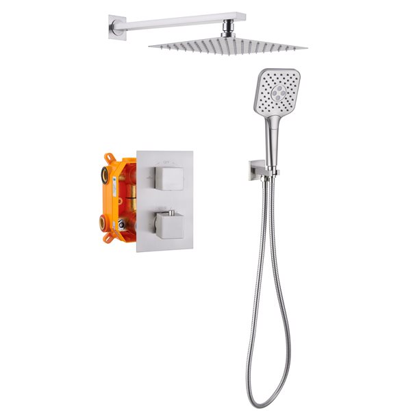 Clihome 3-spray Rain Shower Head and Handheld Shower Combo 2.5 GPM (9.5 LPM) - Brushed Nickel