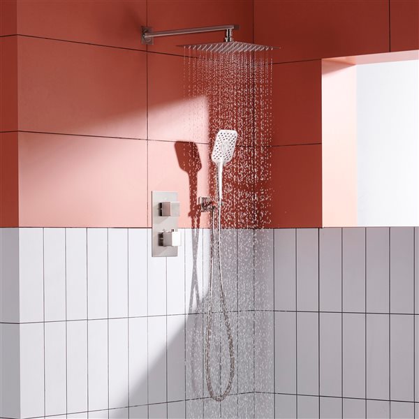 Clihome 3-spray Rain Shower Head and Handheld Shower Combo 2.5 GPM (9.5 LPM) - Brushed Nickel