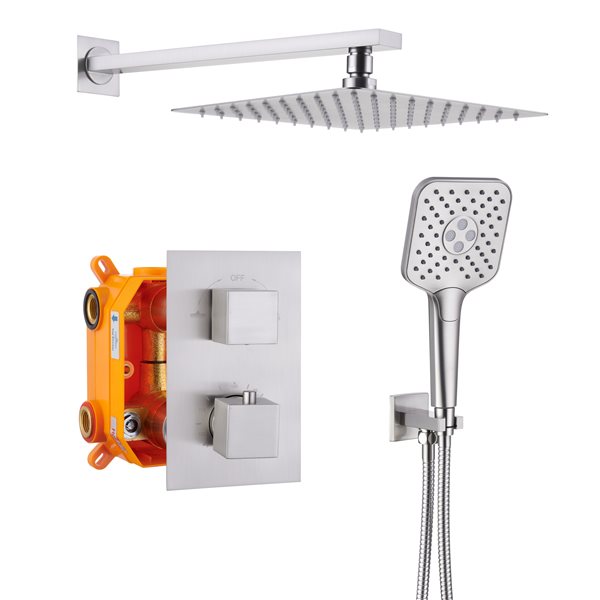 Clihome 3-spray Rain Shower Head and Handheld Shower Combo 2.5 GPM (9.5 LPM) - Brushed Nickel